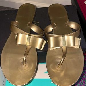 Golden Michael Kors Kayden Jelly Thong Sandal